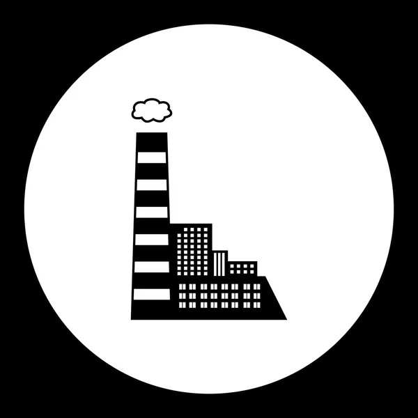 Pabrik batubara hitam dengan cerobong asap ikon hitam terisolasi eps10 - Stok Vektor