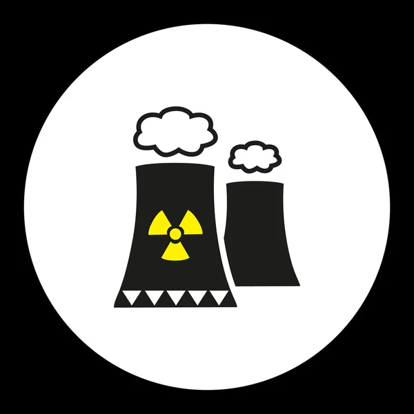 Central nuclear con chimenea aislada icono negro eps10 — Vector de stock