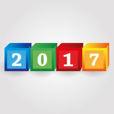 yıl numaraları eps10 kırmızı yeşil mavi ve sarı tuğla 2017