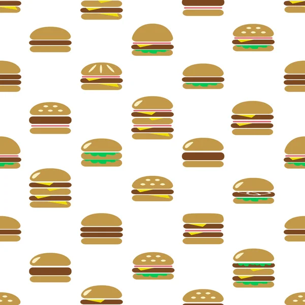 カラフルなハンバーガー型ファーストフード モダンなシンプルなアイコンのシームレスなパターン eps10 — ストックベクタ