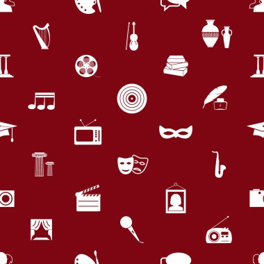 Kültür ve sanat Tema kırmızı ve beyaz seamless modeli simgelerle eps10 ayarla