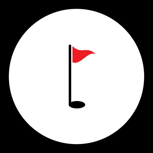 Golf deporte agujero simple negro y rojo icono eps10 — Vector de stock