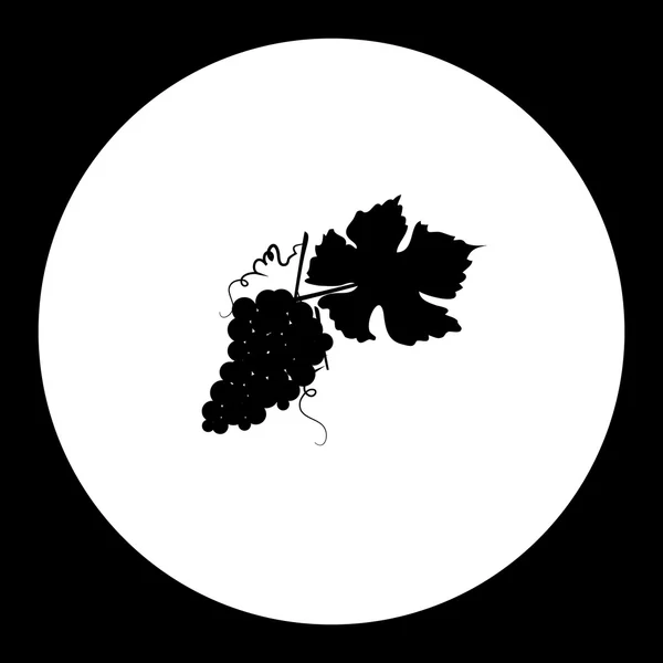 Uva nera e icona isolata con foglie eps10 — Vettoriale Stock