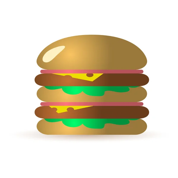 Un grand hamburger savoureux isolé avec du jambon de viande et du fromage vecteur eps10 — Image vectorielle