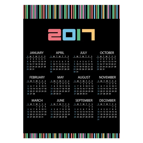 2017 simple mur d'affaires calendrier couleur code-barres eps10 — Image vectorielle