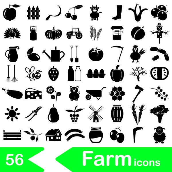 Fazenda e agricultura grandes ícones simples conjunto vetor eps10 — Vetor de Stock