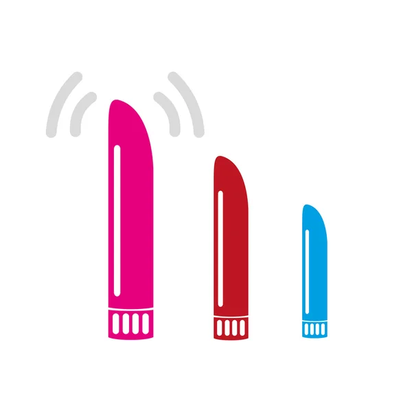 Three color vibrate dildo sex toy simple icons eps10 — Stock Vector