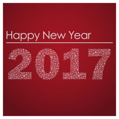 kırmızı mutlu yıllar 2017 küçük kar taneleri eps10 üzerinden