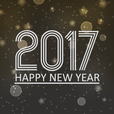 mutlu yeni yıl 2017 karanlık gece bokeh yıldız ile arka plan ve eps10 kar