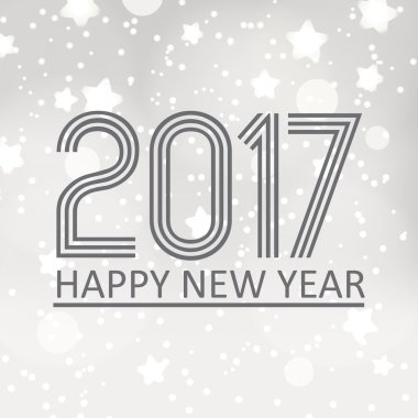 Happy new year 2017 gri bokeh arka plan yıldız ile gümüş ve eps10 kar