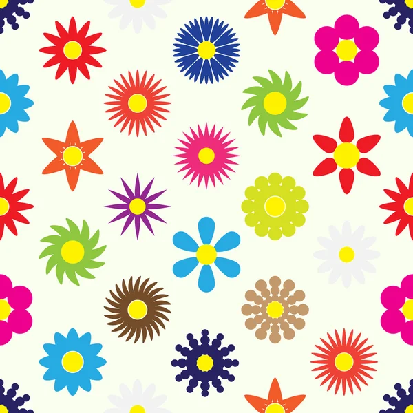 Colorful simple retro small flowers set seamless pattern eps10 — Stock Vector