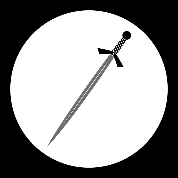 Black and gray historical knight sword simple isolated icon eps10 — Stock Vector