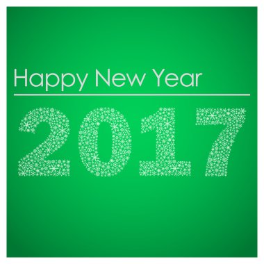 Yeşil mutlu yıllar 2017 küçük kar taneleri eps10 üzerinden