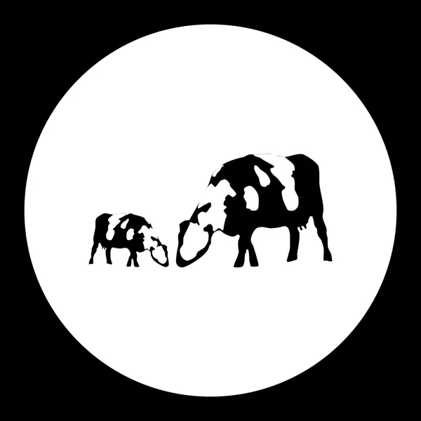 Duas vacas símbolo em pasto ícone isolado simples eps10 — Vetor de Stock