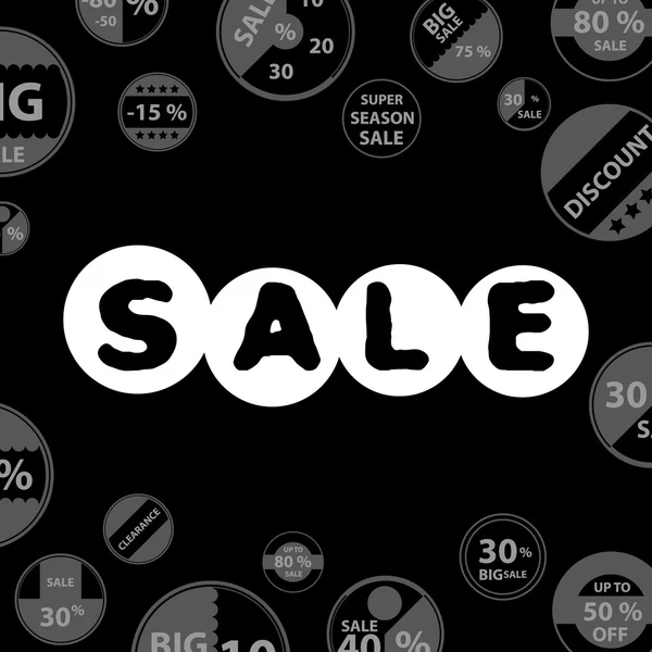 Venta gris oscuro cartel con iconos círculo conjunto para la tienda de descuento eps10 — Vector de stock
