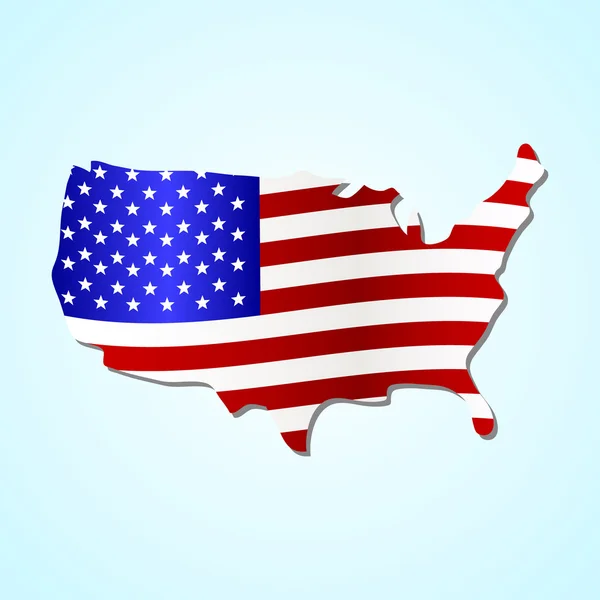 USA carte simple remplie avec nous drapeau coloré symbole eps10 — Image vectorielle