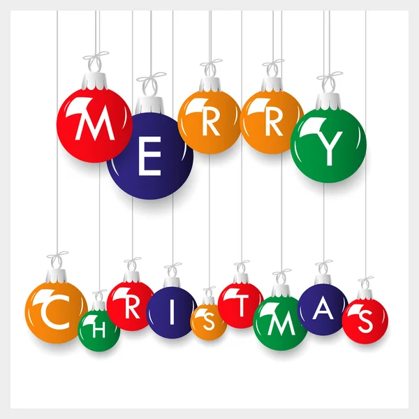 Brillant joyeux Noël coloré en boules de décoration pendaison eps10 — Image vectorielle