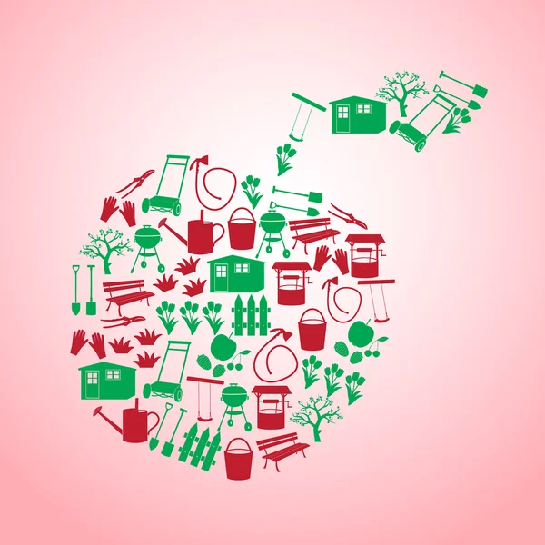Symboles de jardin en forme de pomme eps10 — Image vectorielle