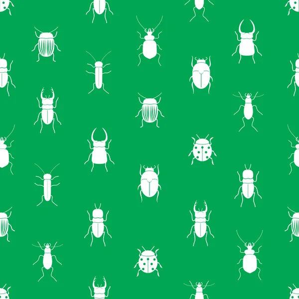 Bugs and beetles simple seamless green pattern eps10 — Stock Vector