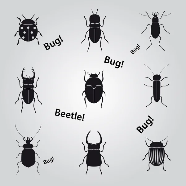 Bugs and beetles icons set eps10 — Stock Vector