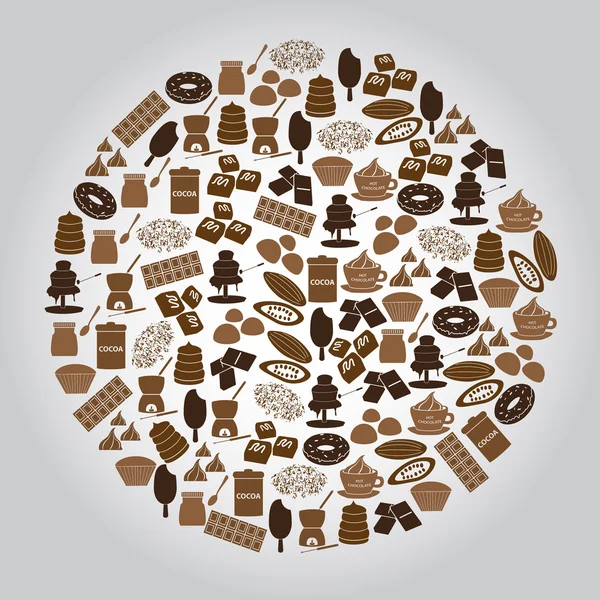 Chocolate iconos marrones establecidos en círculo eps10 — Vector de stock