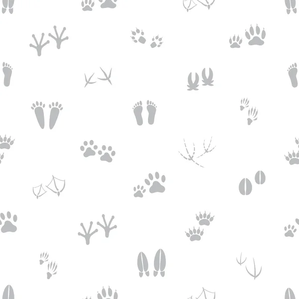 Huellas animales básicas patrón inconsútil gris y blanco eps10 — Vector de stock