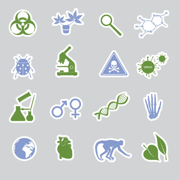 Biology stickers set eps10 — Stock Vector