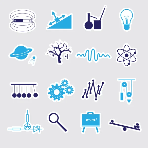 Physik Sticker Set eps10 — Stockvektor