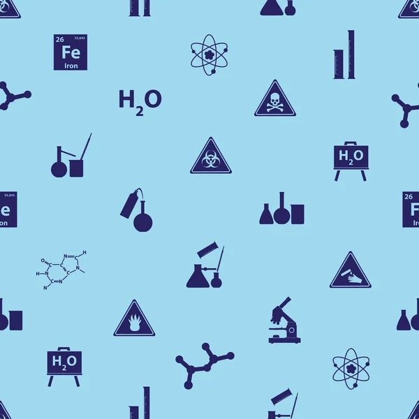 Química iconos patrón azul eps10 — Vector de stock