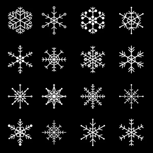 16 types de flocons de neige blancs eps10 — Image vectorielle