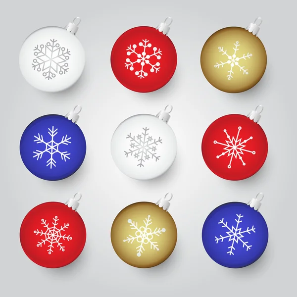 Kleurrijke kerstballen met sneeuwvlok ornament eps10 — Stockvector