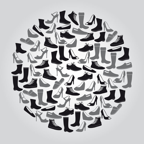черные и серые сапоги и обувь в кругу eps10
