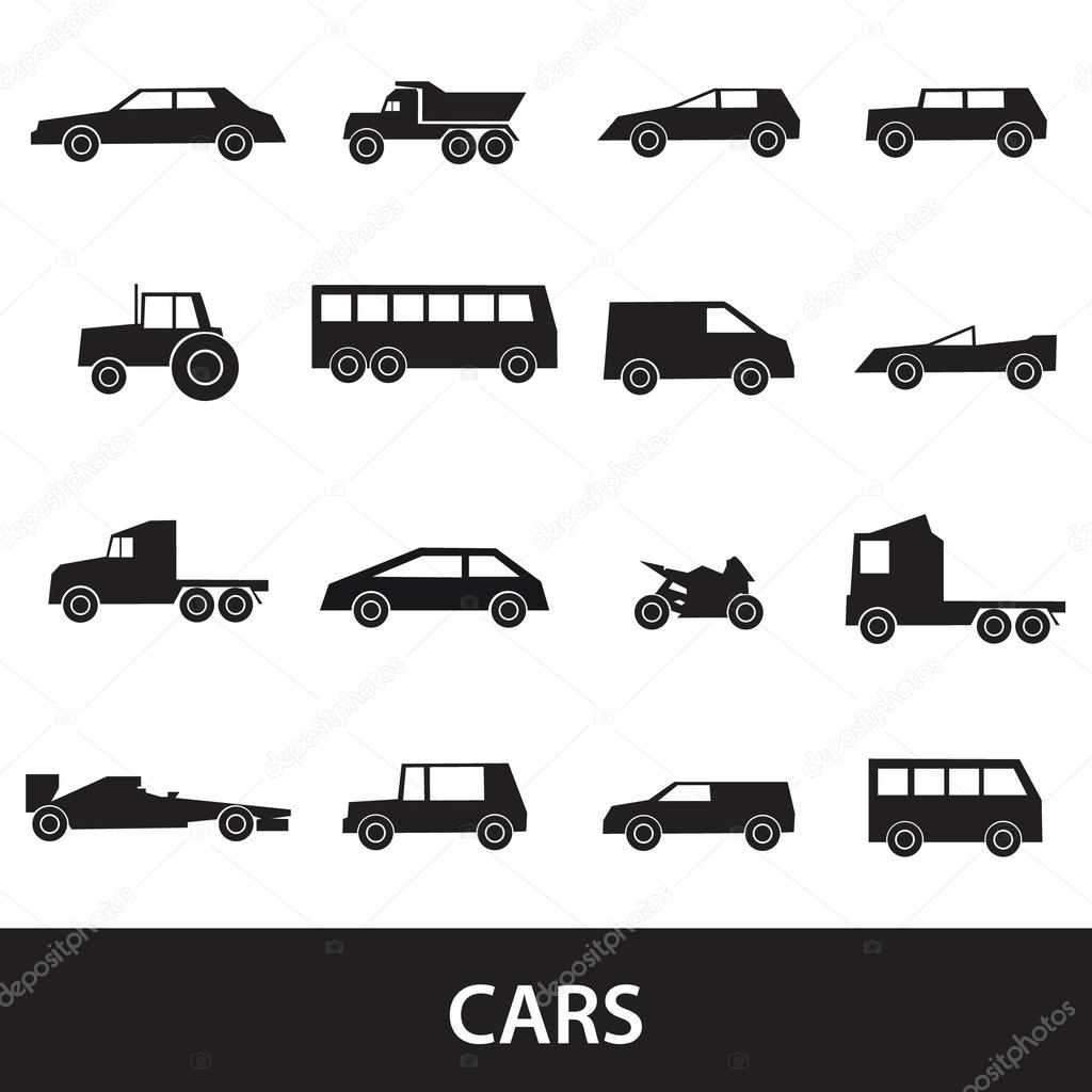 simple cars black silhouettes icons collection eps10