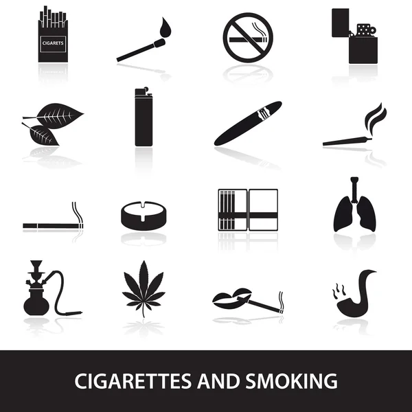 eps10 sigara ve cirarettes basit siyah Icons set