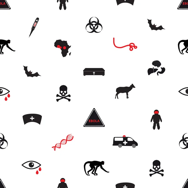 Icônes de la maladie à virus Ebola motif blanc sans couture eps10 — Image vectorielle