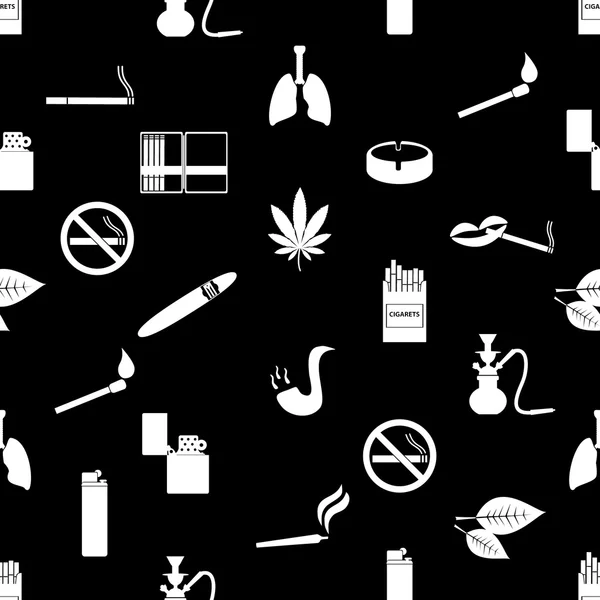 Smoking and cigarettes black and white seamless pattern eps10 — Stock Vector