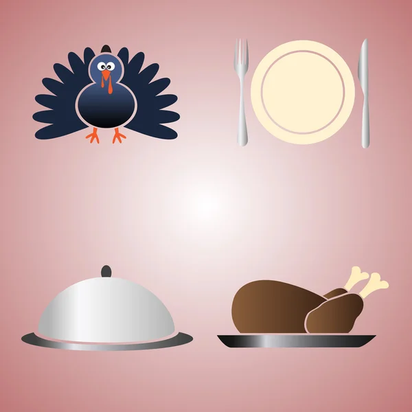 Thanksgiving food vector color symbols eps10 — Stock Vector