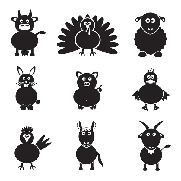 Animales de granja iconos simples conjunto eps10 — Vector de stock