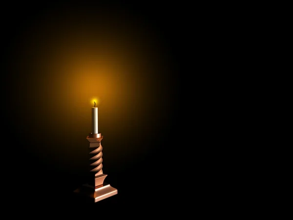 Candle light on black background 3d — Stock Photo, Image