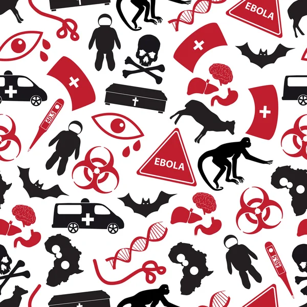 Motif icônes rouges et noires de la maladie à virus Ebola eps10 — Image vectorielle