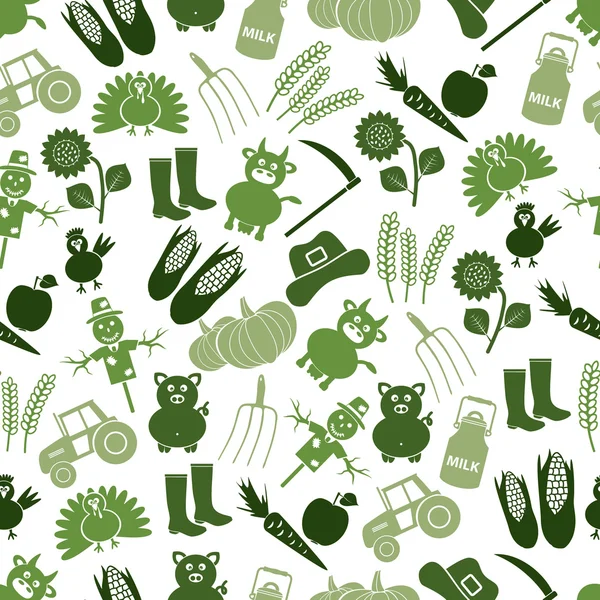 Farm icons green seamless pattern eps10 — Stock Vector