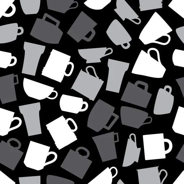 Tasses et tasses noir et gris motif sans couture eps10 — Image vectorielle