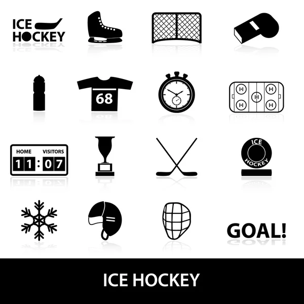 Hielo hockey deporte negro iconos conjunto eps10 — Vector de stock