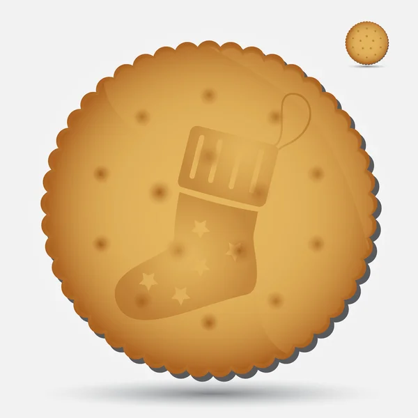 Biscuit brun de Noël avec symbole de chaussette eps10 — Image vectorielle