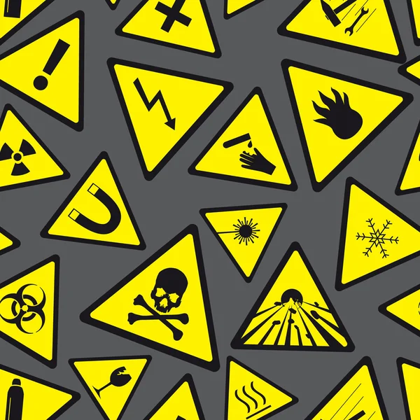 Amarillo y negro peligro y señales de advertencia patrón eps10 — Archivo Imágenes Vectoriales