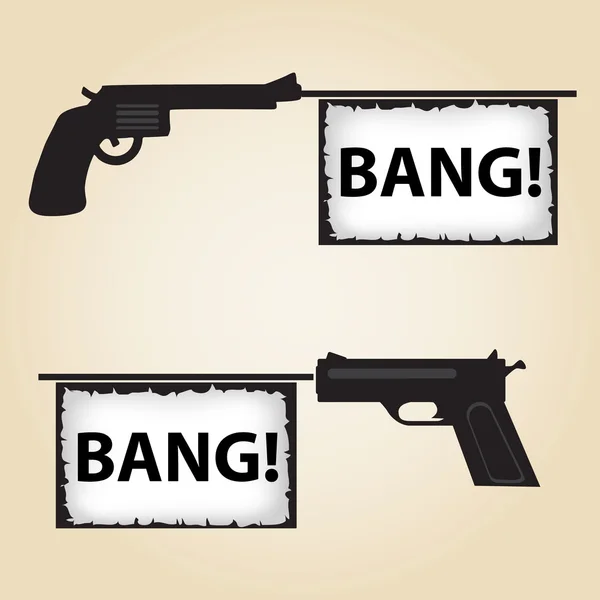Two handguns fire banner with text eps10 — Stock Vector