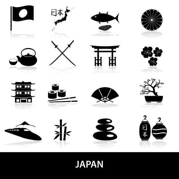 eps10 siyah basit Japonya Tema Icons set
