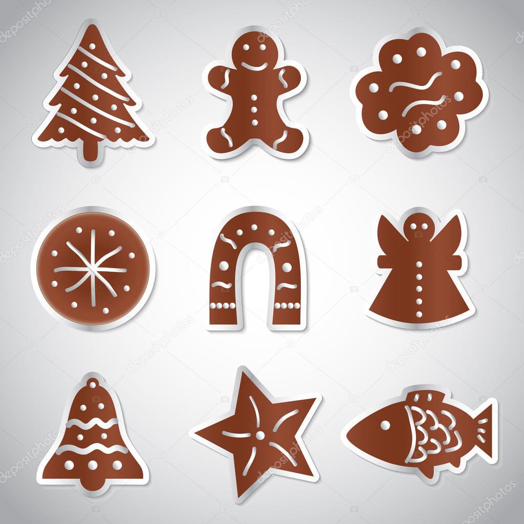 christmas various gingerbread symbols set eps10