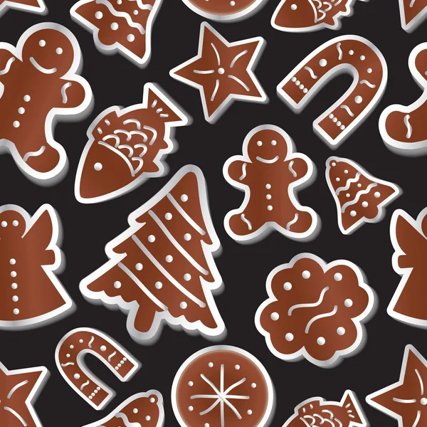 Christmas various gingerbread symbols seamless pattern eps10 — Stock Vector