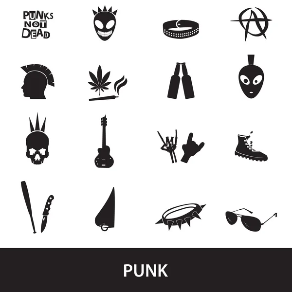 Various black punk icons set eps10 — Stock Vector